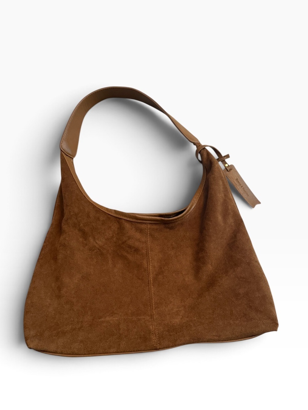 Suede Hobo Shoulder Bag in Brown